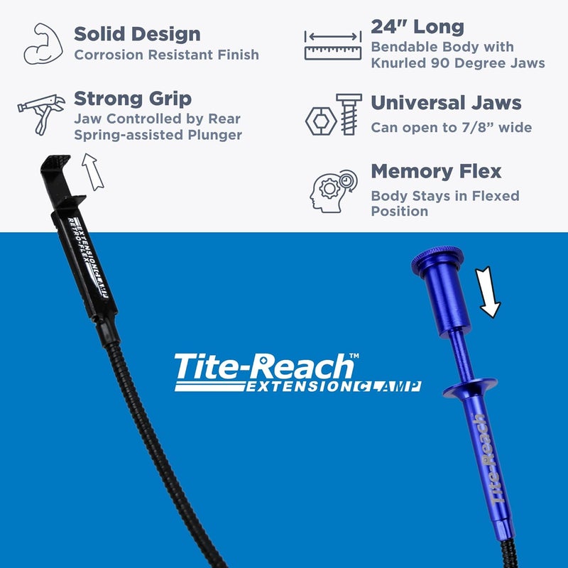 TITE-REACH Retro-Flex Extension Clamp, 24" Memory Flexible Mini Vise Tool, Nut & Bolt Holder with Obedient Body, Tight Space Retrieval Clamp - Image 2